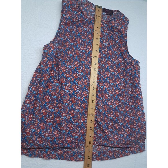 J. Crew Liberty Fabrics Betsy Ann Tank Top Floral Keyhole Back Blue Red Womens 8 - Picture 8 of 9